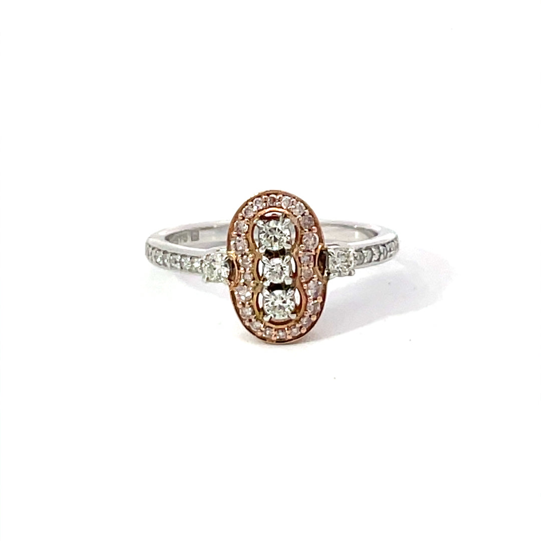 9ct White & Rose Gold Pink Diamond Ring