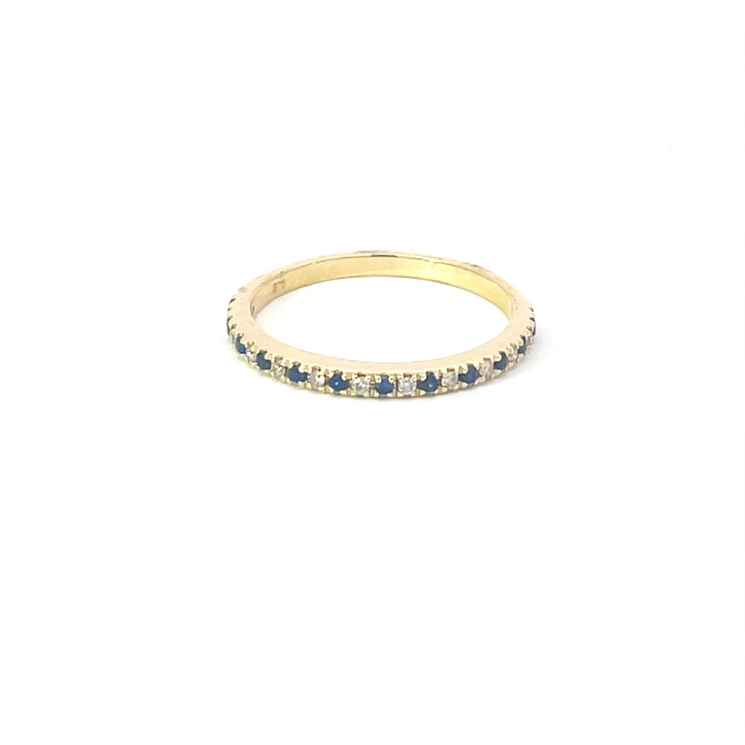 9ct Yellow Gold Sapphire & Diamond Ring