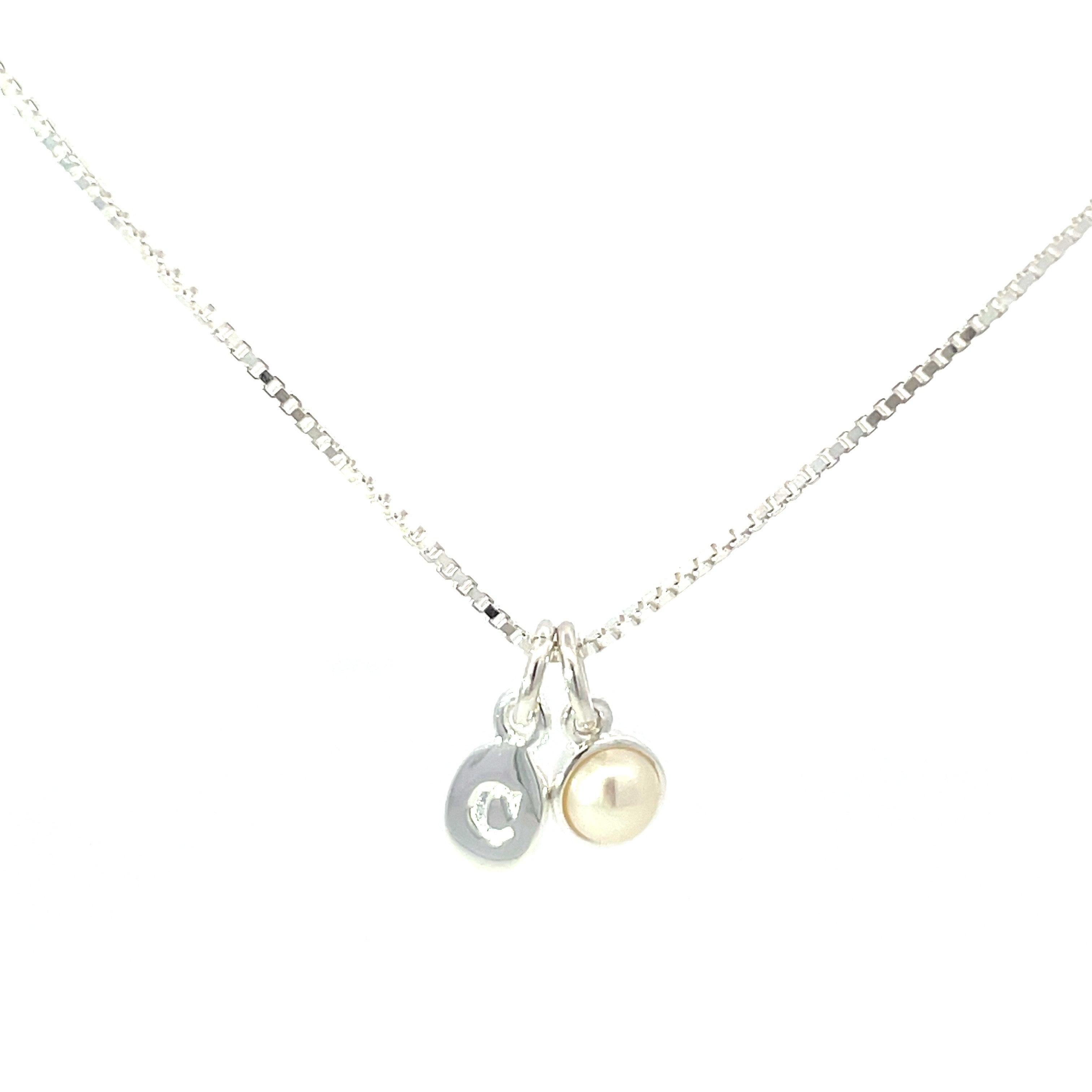 Von Treskow Initial C & Pearl Charm Necklace