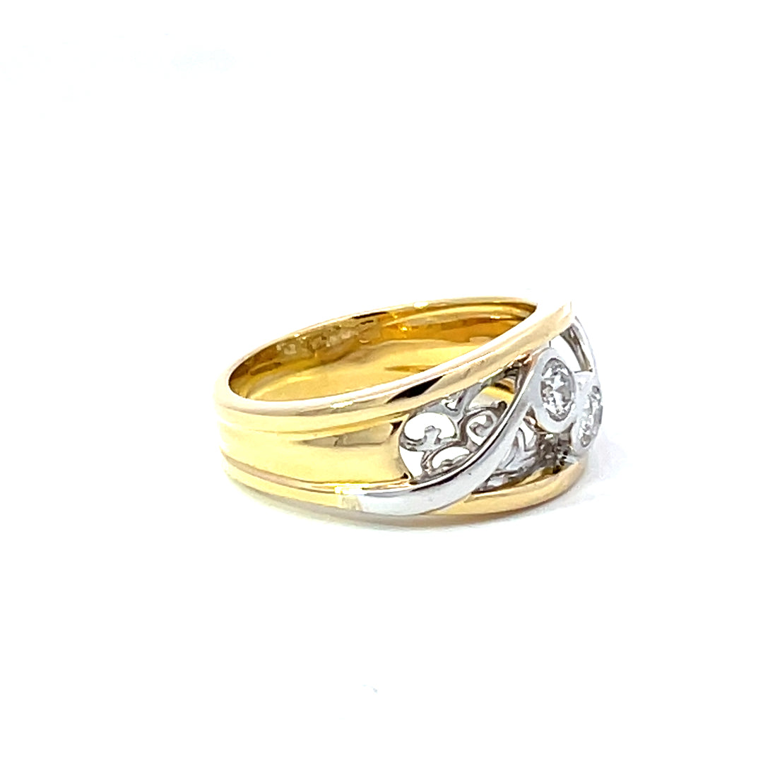 18ct Yellow & White Gold Diamond Ring