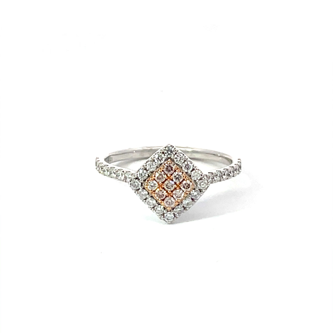 18ct White & Rose Gold Pink Diamond Cluster Ring