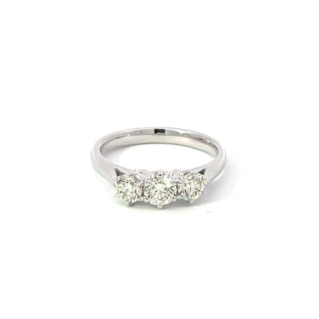 9ct White Gold Diamond Trilogy Ring