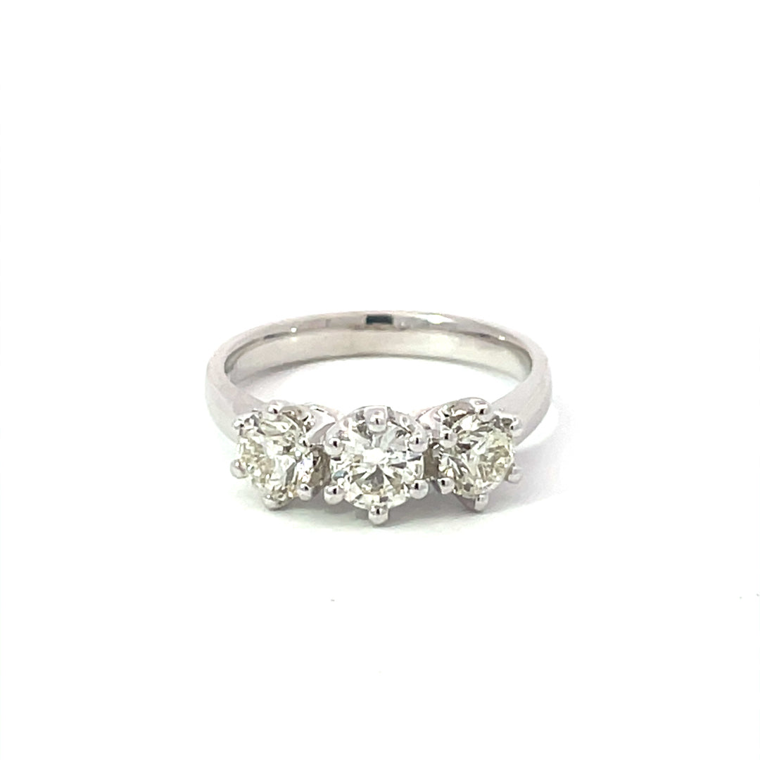 18ct White Gold Diamond Trilogy Ring