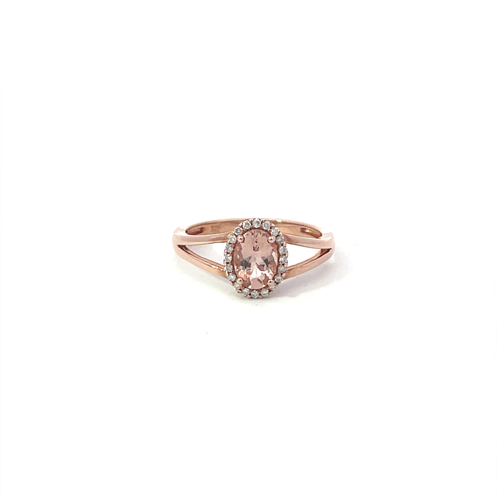 9ct Rose Gold Morganite and Diamond Split Shoulder Ring – Kennedys