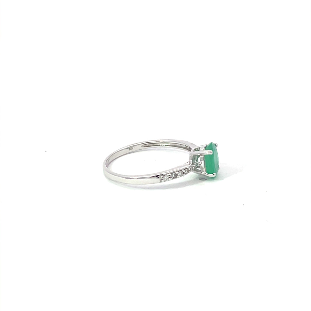 9ct White Gold Emerald and Diamond Ring