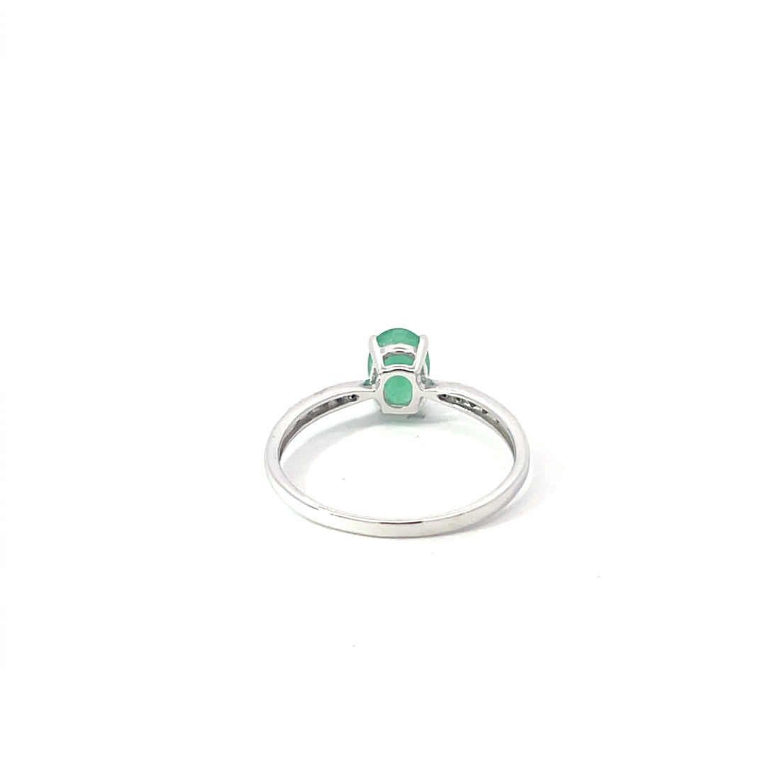 9ct White Gold Emerald and Diamond Ring