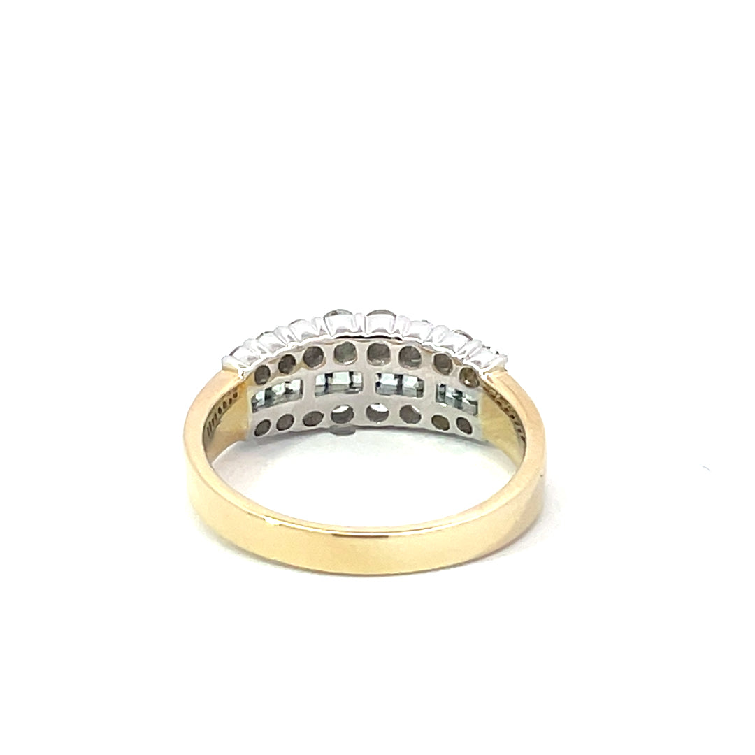 9ct Yellow Gold Green Sapphire & Diamond Ring