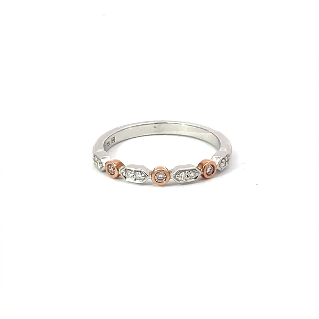 9ct White & Rose Gold Pink Diamond Ring