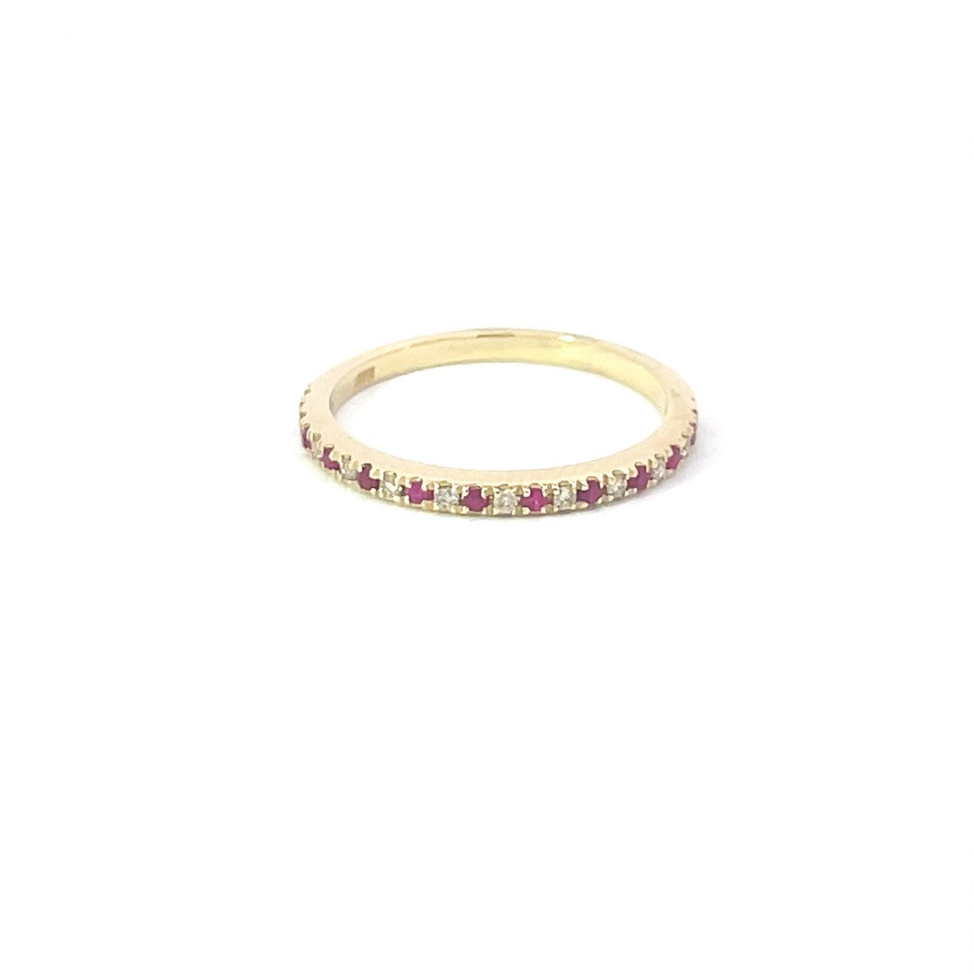 9ct Yellow Gold Ruby & Diamond Ring