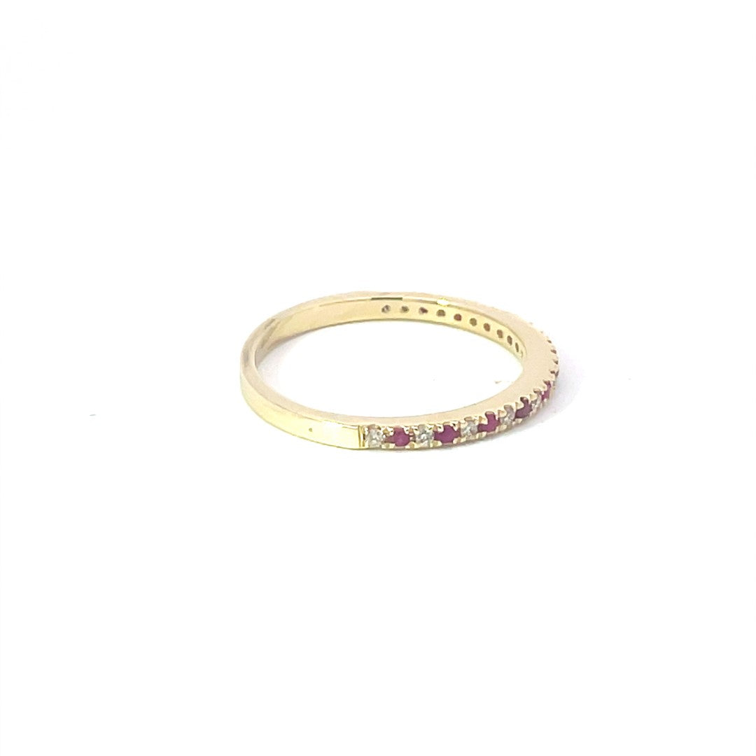 9ct Yellow Gold Ruby & Diamond Ring
