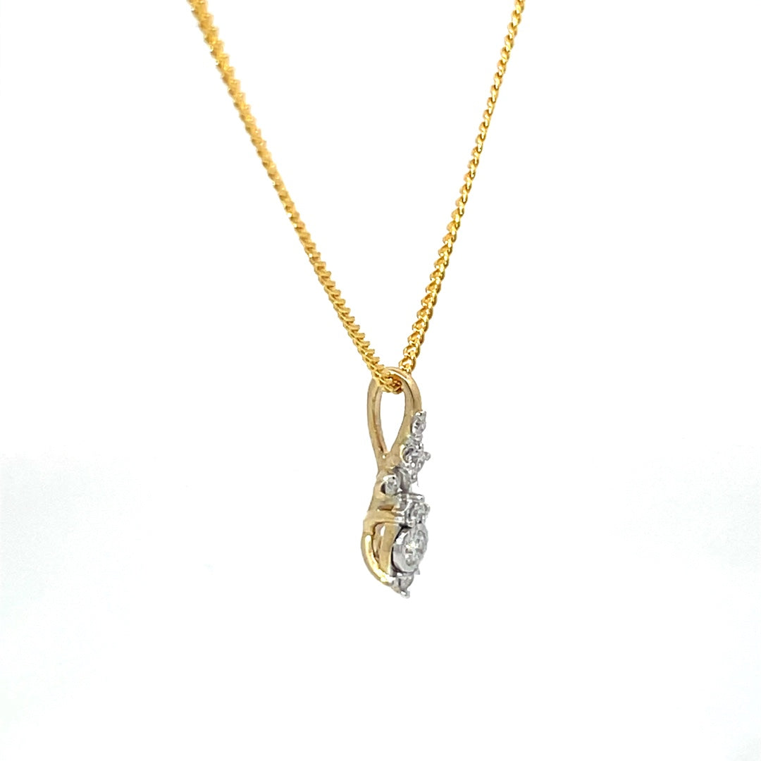 9ct Yellow Gold Diamond Pendant