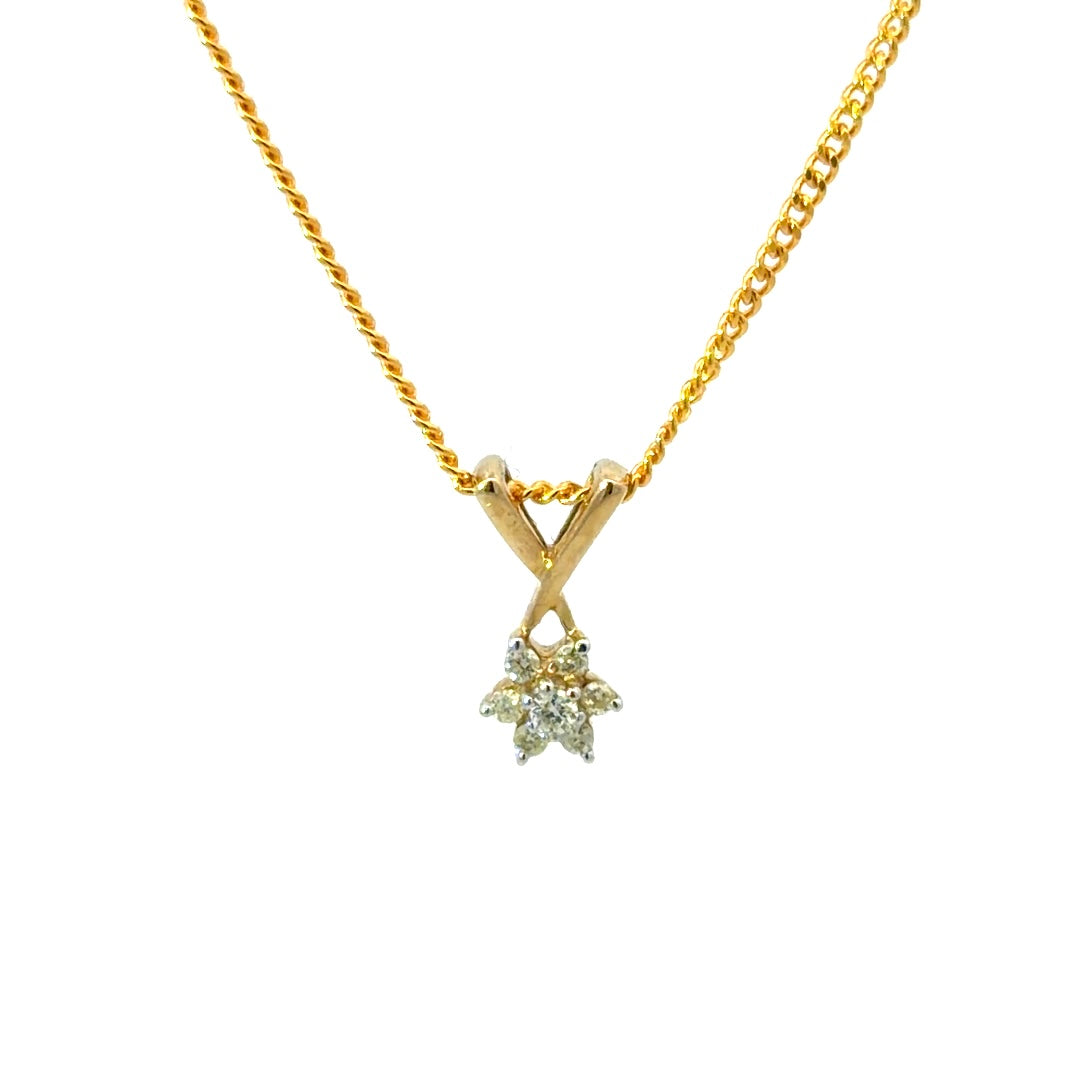 9ct Yellow Gold Diamond Pendant