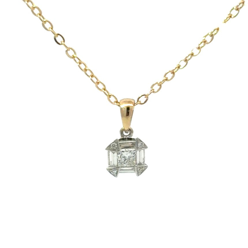 9ct Yellow Gold Diamond Pendant
