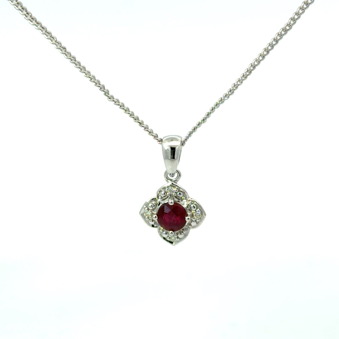 9ct White Gold Ruby Pendant