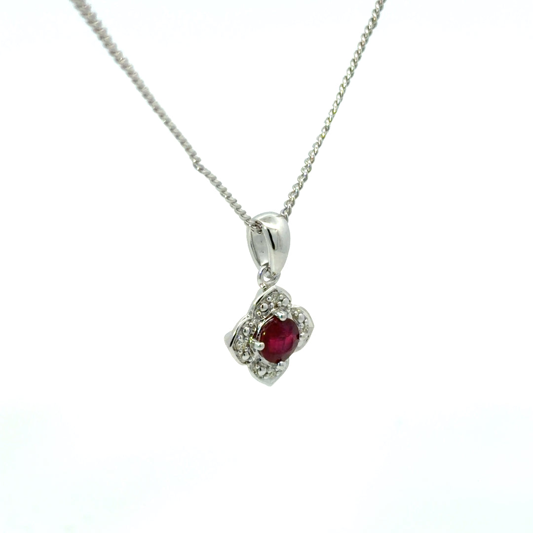 9ct White Gold Ruby Pendant