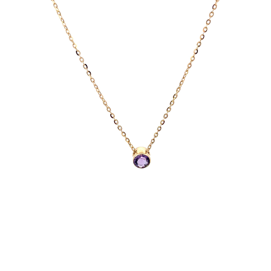 9ct Yellow Gold Amethyst Necklace