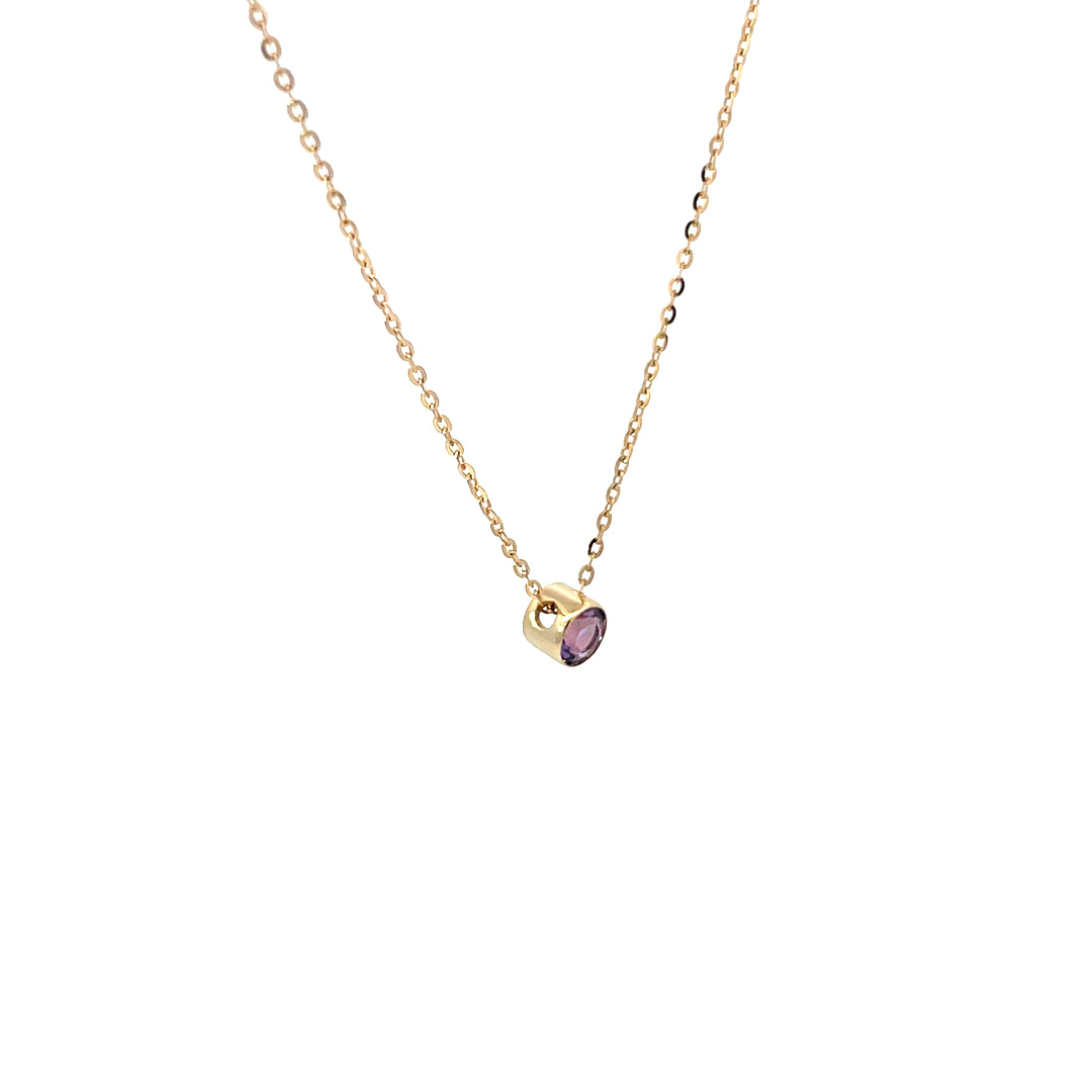 9ct Yellow Gold Amethyst Necklace