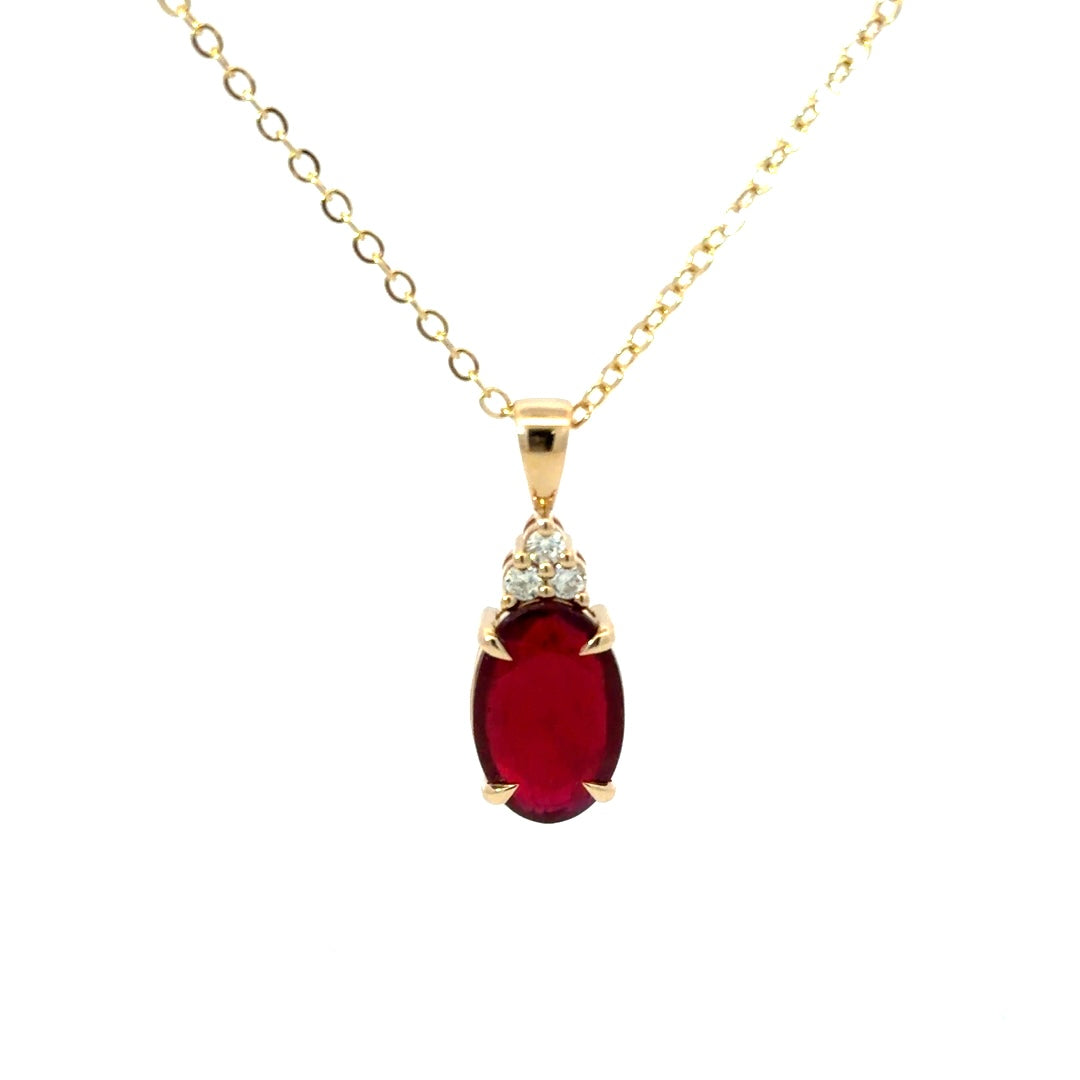 9ct Yellow Gold Ruby & Diamond Pendant