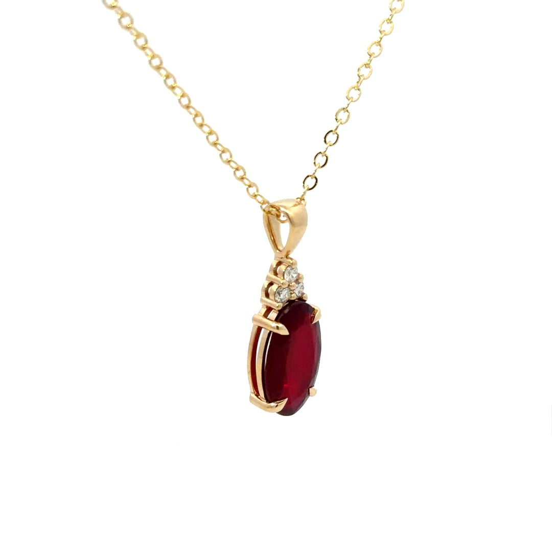 9ct Yellow Gold Ruby & Diamond Pendant