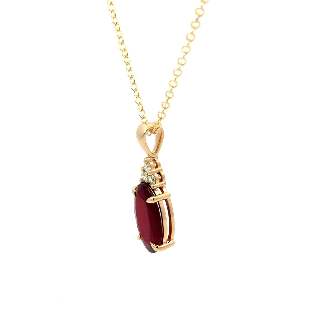 9ct Yellow Gold Ruby & Diamond Pendant
