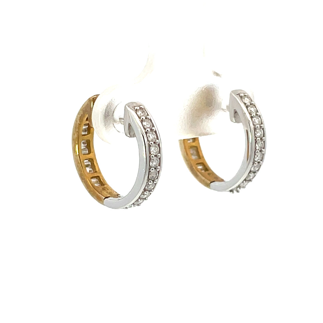9ct 2tone Diamond Reversible Huggies