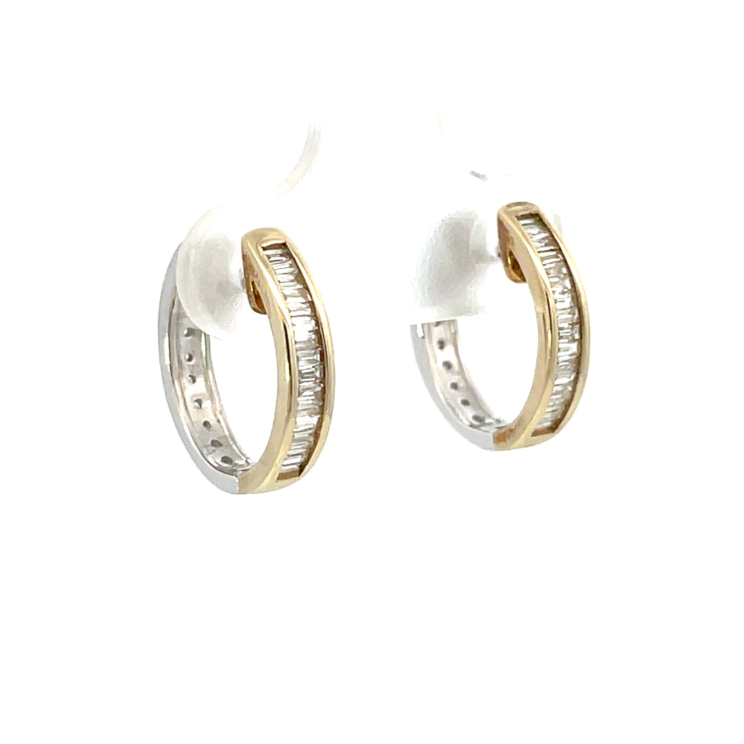 9ct 2tone Diamond Reversible Huggies