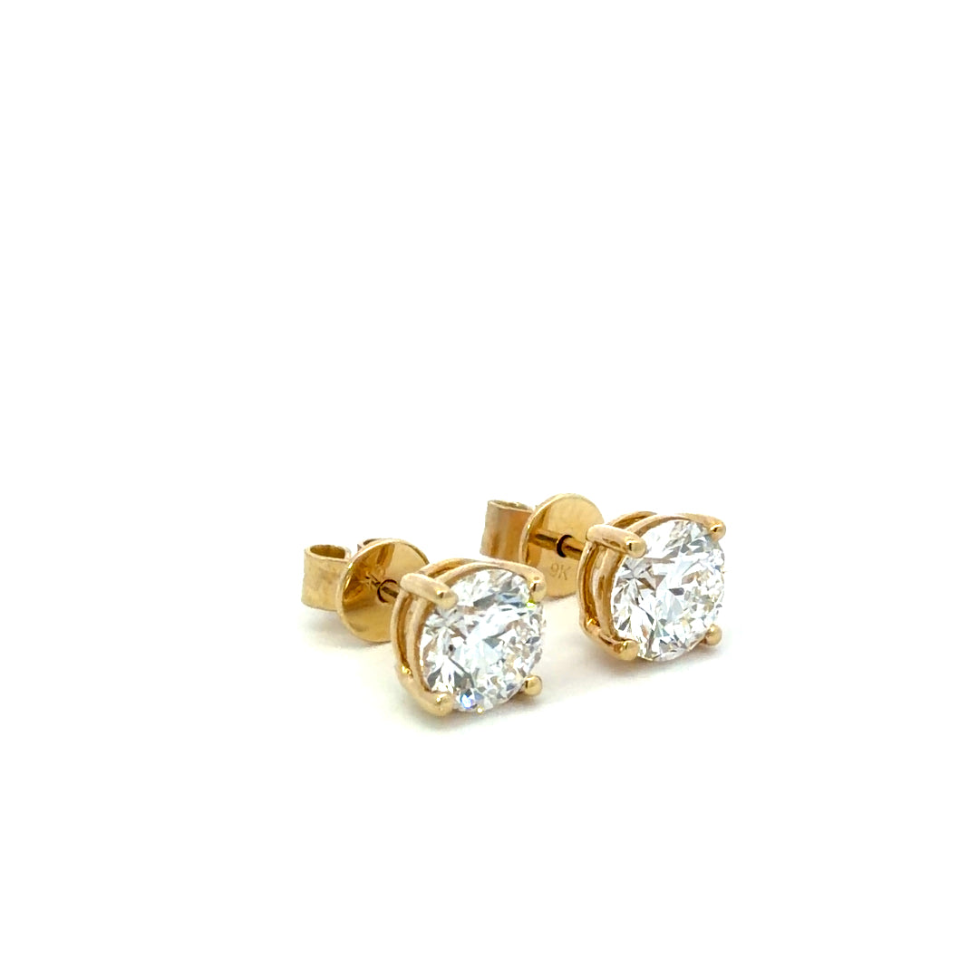 9ct Yellow Gold Lab Diamond Earrings