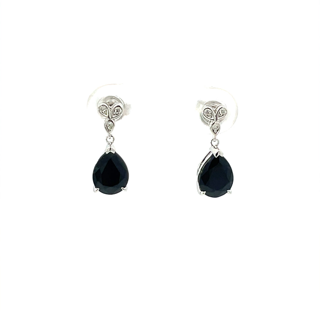 9ct White Gold Sapphire & Diamond Earrings