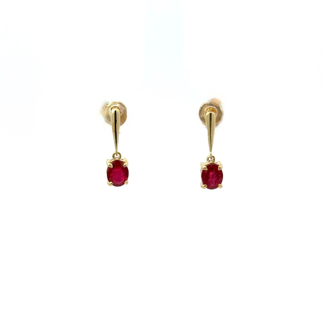 9ct Yellow Gold Ruby Earrings