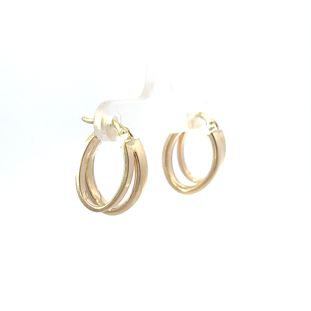 9ct Yellow Gold Double Row Hoops