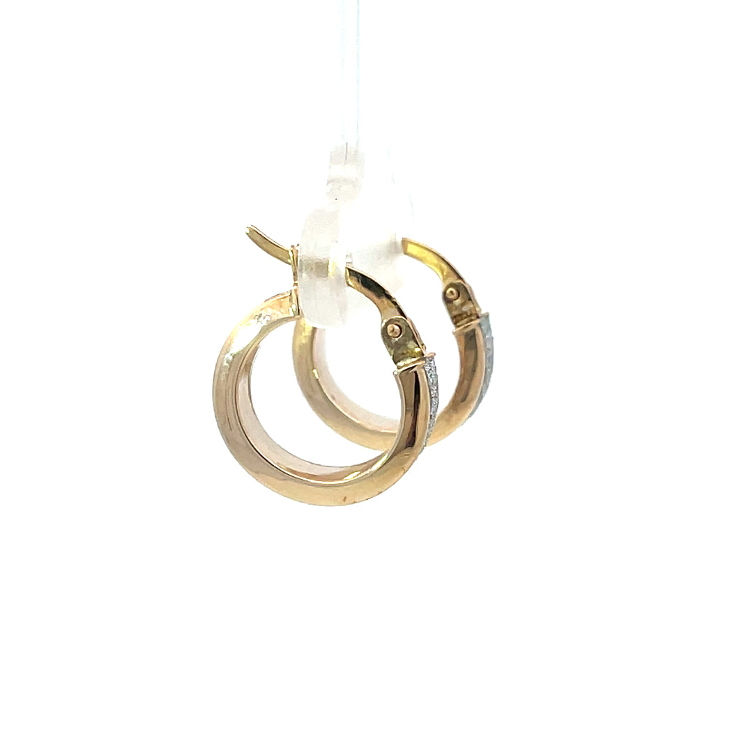 9ct Yellow Gold Frosted Hoops