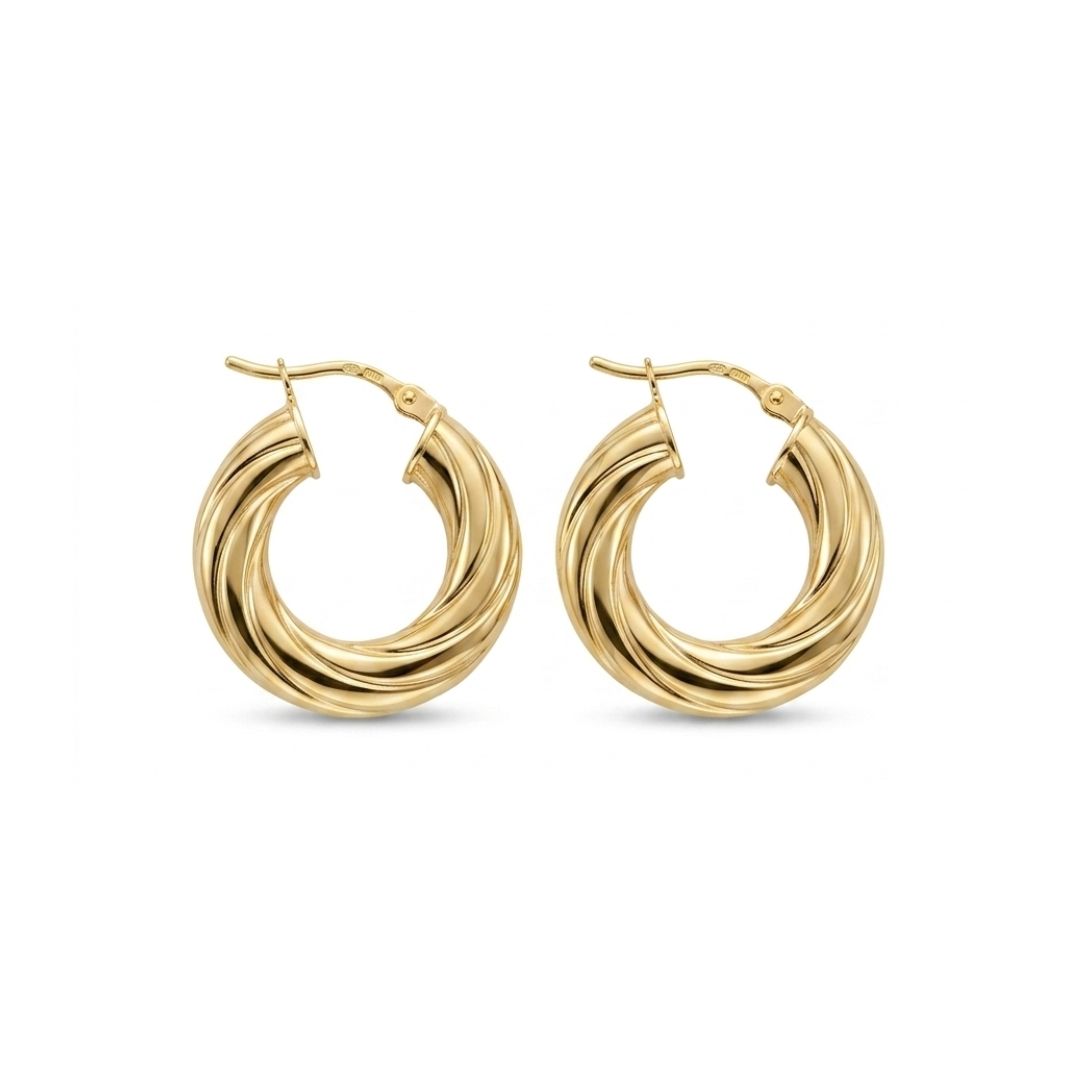 9ct Yellow Gold Twist Hoops