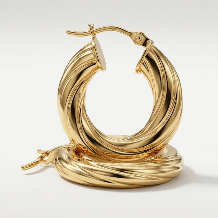 9ct Yellow Gold Twist Hoops