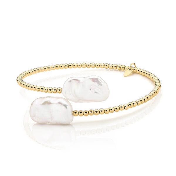 14ct Yellow Gold Pearl Bangle