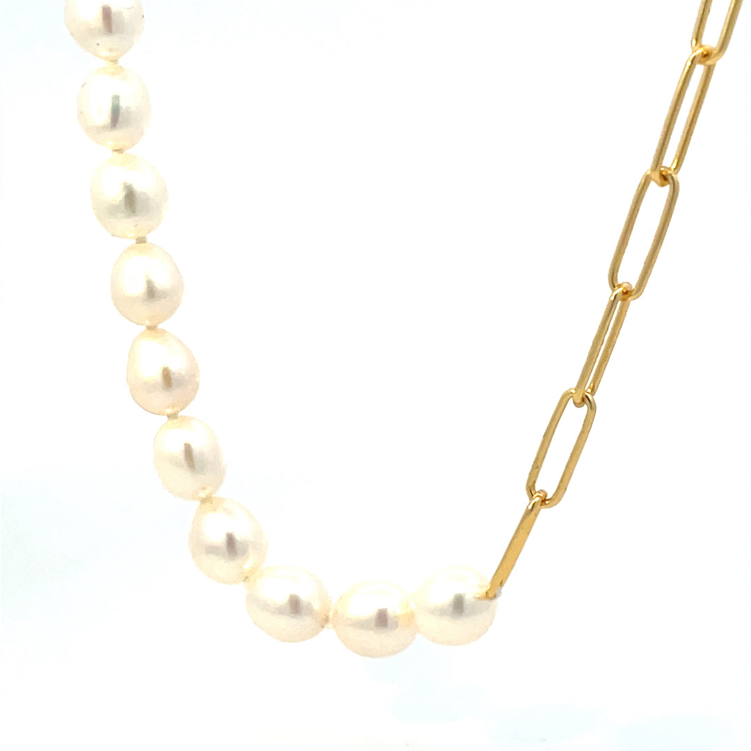 18ct Yellow Gold Plated Chain & Pearl Necklace