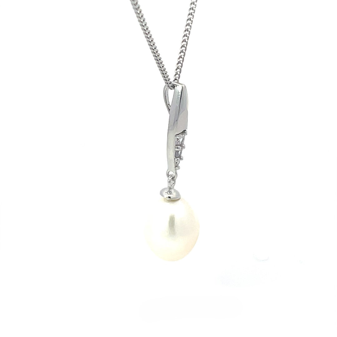 Sterling Silver Pearl & CZ Pendant