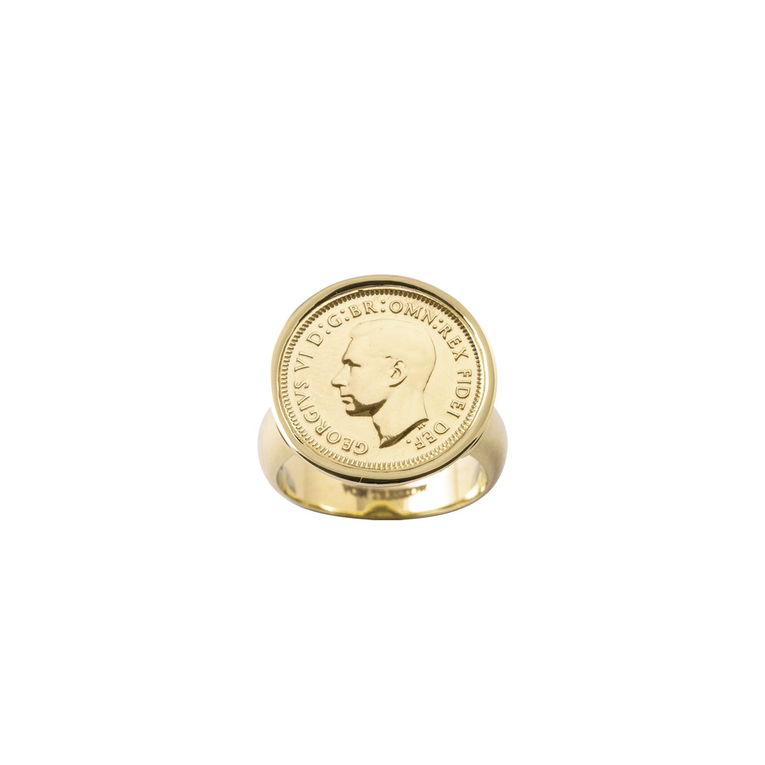 Von Treskow Gold Plated Threepence Coin Ring