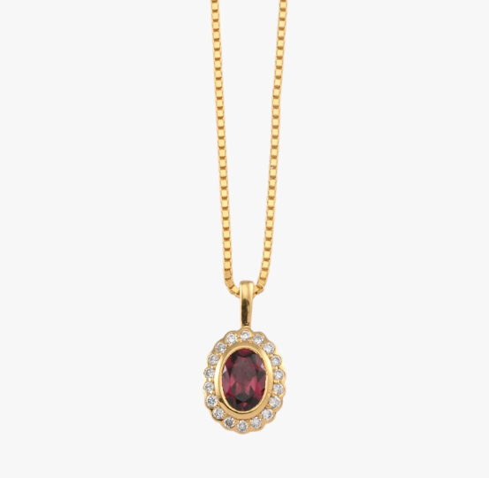 Vontreskow Yellow Gold Plated Garnet Necklace