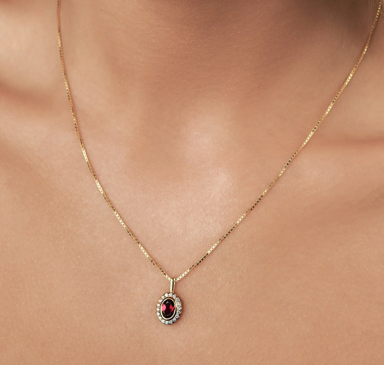 Vontreskow Yellow Gold Plated Garnet Necklace