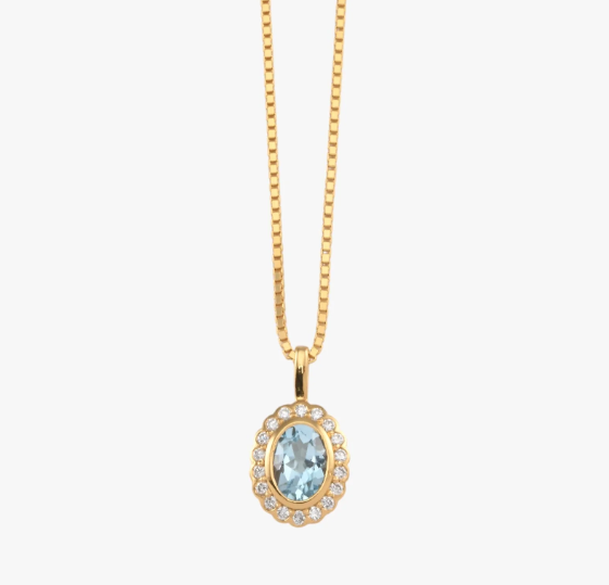 Vontreskow Yellow Gold Plated Blue Topaz Necklace