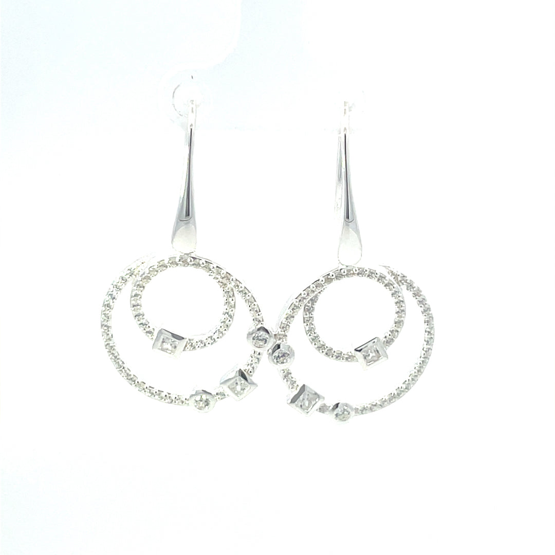 Sterling Silver CZ Drop Earrings