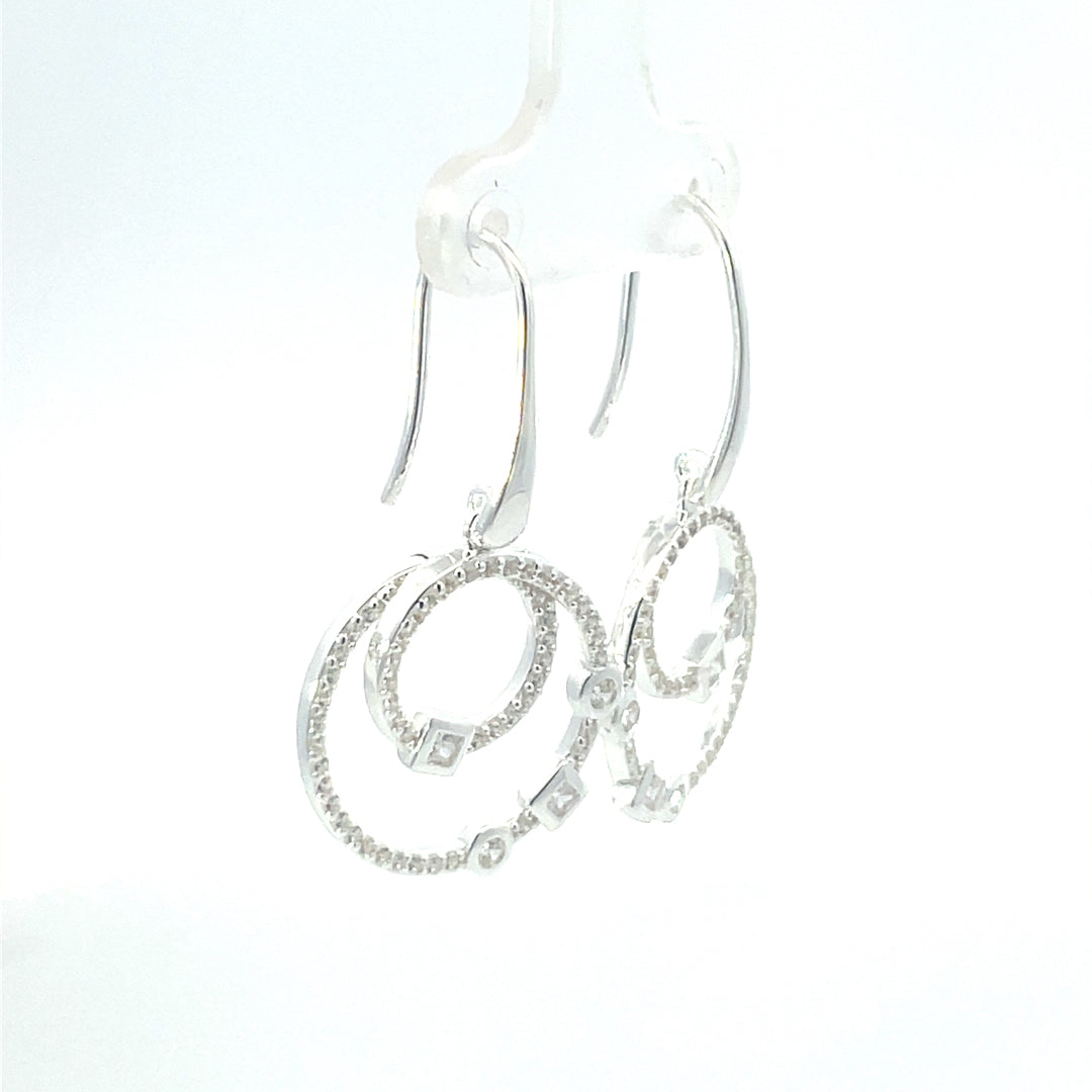 Sterling Silver CZ Drop Earrings