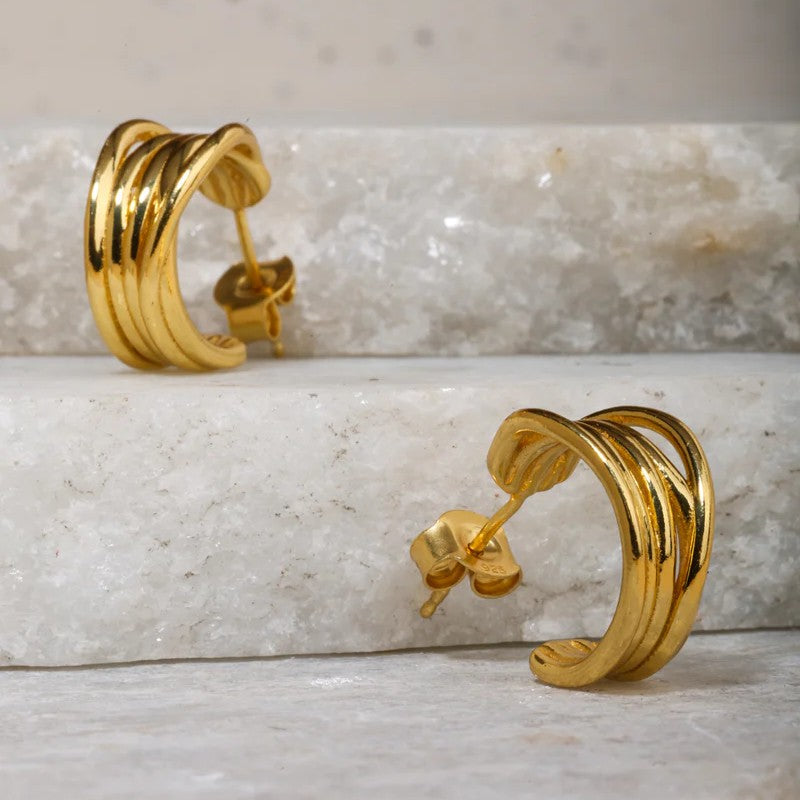 Yellow Gold Plated Half Hoop Earrings