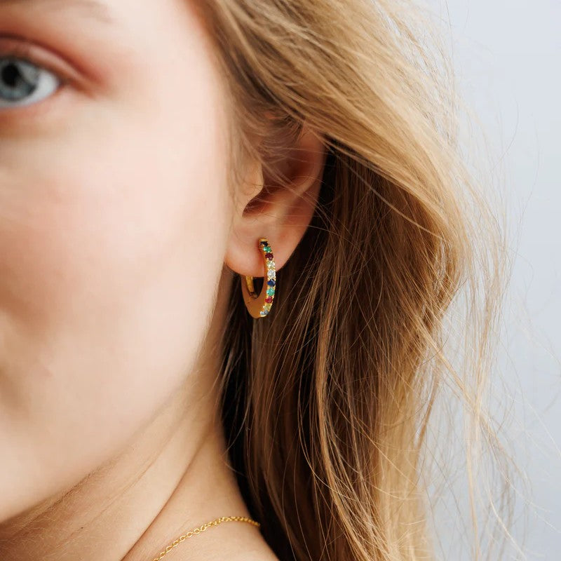 Yellow Gold Plated Multi Stone Earrings
