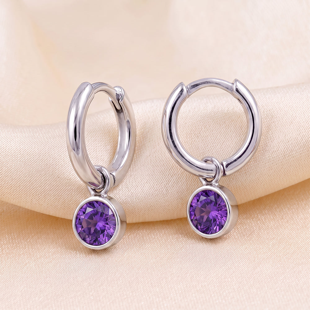 Sterling Silver February Huggies