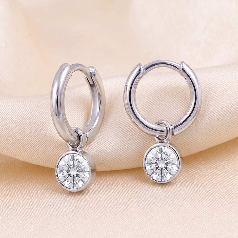 Sterling Silver April Huggies