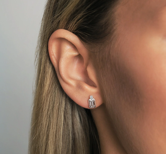 Sterling Silver Maeve Diamond Stud Earrings