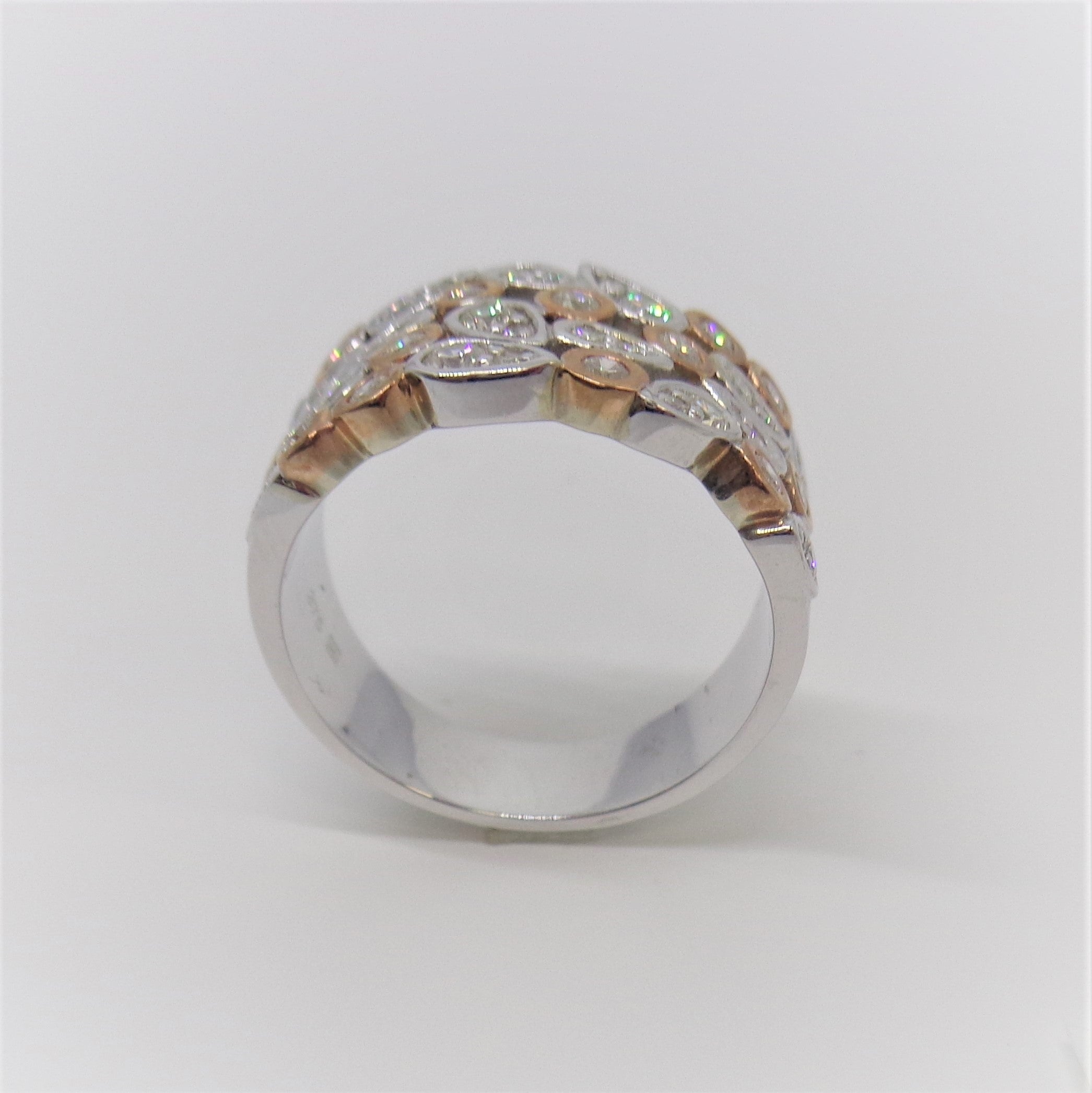 9ct White Gold and Rose Gold Diamond Ring
